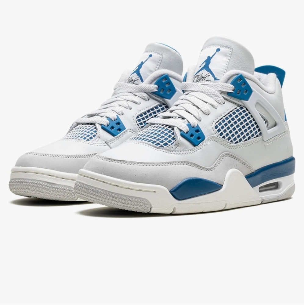 Jordan Big Kid's 4 Retro Off White/Military Blue